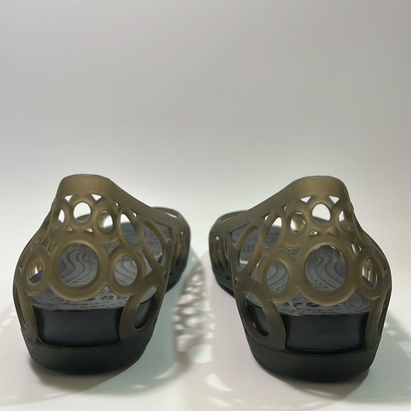 CROCS Adrina Ballet Open Toe Slip On Flats Gray Espresso Brown Size 10 - Picture 6 of 10